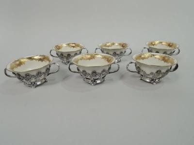  Tiffany Co Rare Tiffany Chrysanthemum Bouillon Bowls Original Lenox Inserts