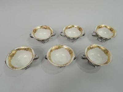  Tiffany Co Rare Tiffany Chrysanthemum Bouillon Bowls Original Lenox Inserts