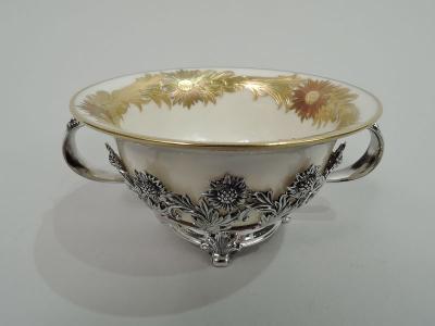  Tiffany Co Rare Tiffany Chrysanthemum Bouillon Bowls Original Lenox Inserts
