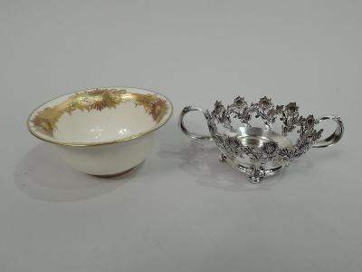  Tiffany Co Rare Tiffany Chrysanthemum Bouillon Bowls Original Lenox Inserts