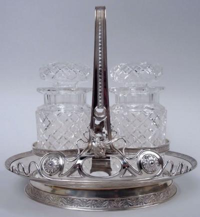  Tiffany Co Rare Tiffany Sterling Silver Decanter Set in Historic Japanese Pattern