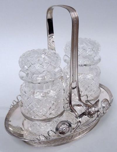  Tiffany Co Rare Tiffany Sterling Silver Decanter Set in Historic Japanese Pattern