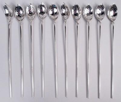 Tiffany Co Set of 10 Tiffany Midcentury Modern Sterling Silver Iced Tea Stirrers