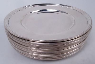  Tiffany Co Set of 10 Tiffany Modern Sterling Silver Bread Butter Plates