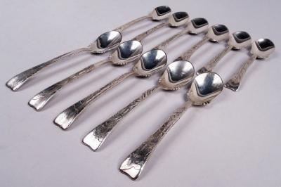  Tiffany Co Set of 11 Tiffany Lap Over Edge Sterling Silver Ice Cream Spoons