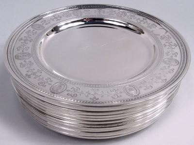  Tiffany Co Set of 12 Tiffany Hamilton Sterling Silver Bread Butters Plates