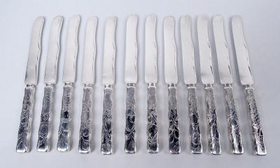  Tiffany Co Set of 12 Tiffany Lap Over Edge Sterling Silver Dessert Knives