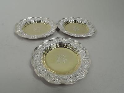  Tiffany Co Set of 3 Tiffany Chrysanthemum Sterling Silver Butter Pats