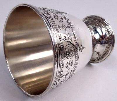 Tiffany Co Set of 4 Tiffany Hamilton Engraved Sterling Silver Goblets