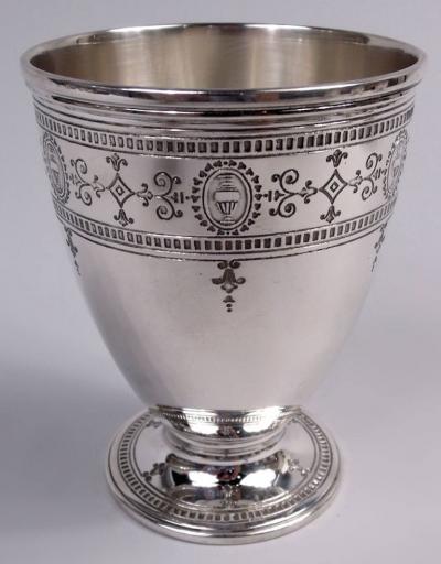 Tiffany Co Set of 4 Tiffany Hamilton Engraved Sterling Silver Goblets