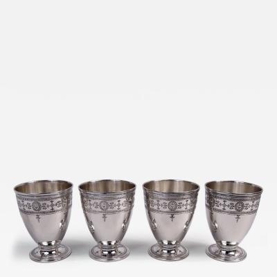  Tiffany Co Set of 4 Tiffany Hamilton Engraved Sterling Silver Goblets
