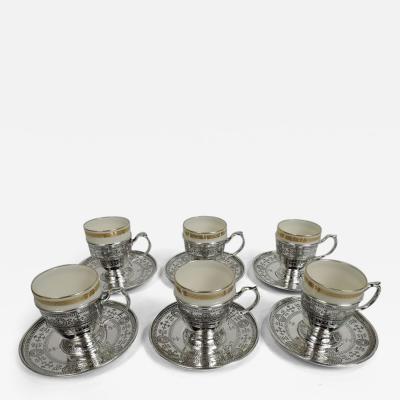  Tiffany Co Set of 6 Tiffany Edwardian Regency Demitasse Holders Lenox Liners