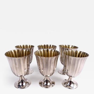  Tiffany Co Set of 6 Tiffany Midcentury Classical Sterling Silver Cordial Cups