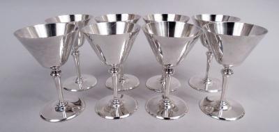  Tiffany Co Set of 8 Antique Tiffany Art Deco Sterling Silver Cocktail Cups