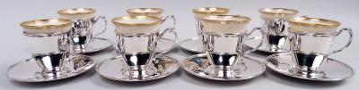  Tiffany Co Set of 8 Tiffany Edwardian Demitasse Coffee Holders Lenox Liners
