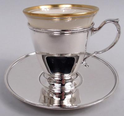  Tiffany Co Set of 8 Tiffany Edwardian Demitasse Coffee Holders Lenox Liners