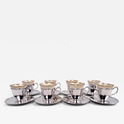  Tiffany Co Set of 8 Tiffany Edwardian Demitasse Coffee Holders Lenox Liners