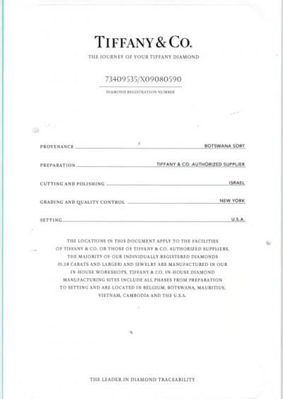  Tiffany Co TIFFANY CO 1 74 CARAT DIAMOND KNIFE EDGE ENGAGEMENT RING