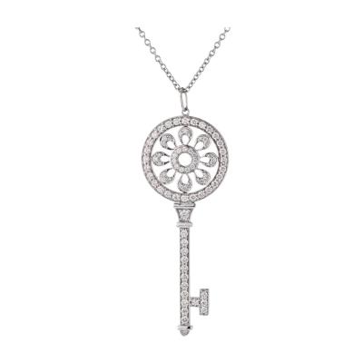  Tiffany Co TIFFANY CO 18K WHITE GOLD DIAMOND PETALS KEY PENDANT