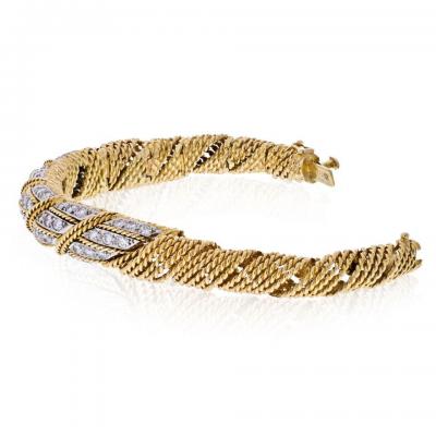 Tiffany Co TIFFANY CO 18K YELLOW GOLD 4 50 CARATS DIAMOND WOVEN ROPES BANGLE BRACELET