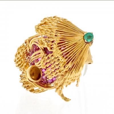  Tiffany Co TIFFANY CO 18K YELLOW GOLD ASIAN MAN EATING NOODLES BROOCH