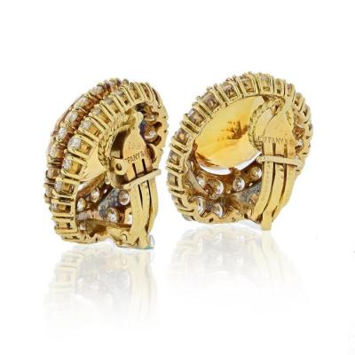  Tiffany Co TIFFANY CO 18K YELLOW GOLD CITRINE AND DIAMOND CLIP ON 12 CARAT EARRINGS