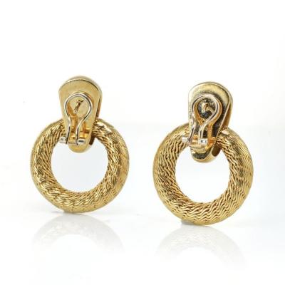  Tiffany Co TIFFANY CO 18K YELLOW GOLD DOOR KNOCKER VINTAGE EARRINGS