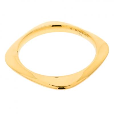  Tiffany Co TIFFANY CO 18K YELLOW GOLD SOFT SQUARE BANGLE BRACELET