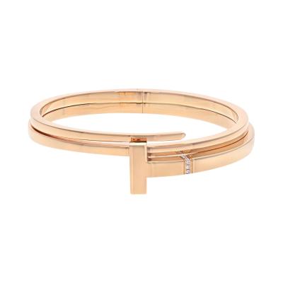  Tiffany Co TIFFANY CO 18K YELLOW GOLD T DIAMOND SQUARE DOUBLE WRAP BRACELET