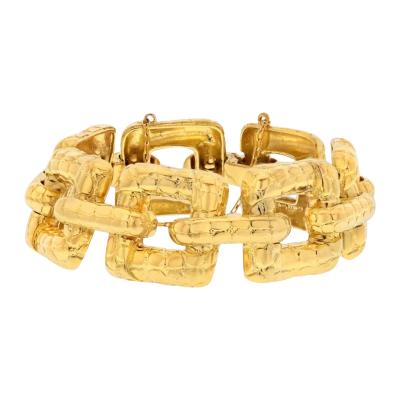  Tiffany Co TIFFANY CO 18K YELLOW GOLD TEXTURED WIDE SQUARE LINK BRACELET