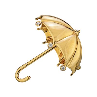  Tiffany Co TIFFANY CO 18K YELLOW GOLD VINTAGE DIAMOND UMBRELLA BROOCH