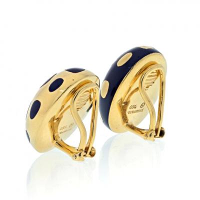  Tiffany Co TIFFANY CO 18K YG BLACK INLAY POSITIVE AND NEGATIVE OVAL DOME EARRINGS