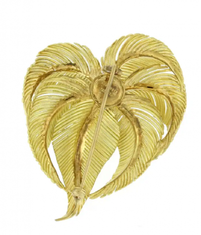  Tiffany Co TIFFANY CO 18KT GOLD AND DIAMOND PALM BROOCH