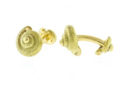  Tiffany Co TIFFANY CO 18KT GOLD SEASHELL CUFFLINKS