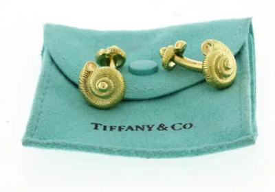  Tiffany Co TIFFANY CO 18KT GOLD SEASHELL CUFFLINKS
