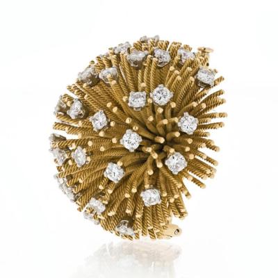  Tiffany Co TIFFANY CO 1960S 18K YELLOW GOLD SEA URCHIN DIAMOND BROOCH