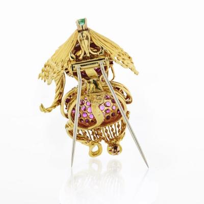  Tiffany Co TIFFANY CO CIRCA 1970S 18K YELLOW GOLD RUBY ASIAN GUY BROOCH