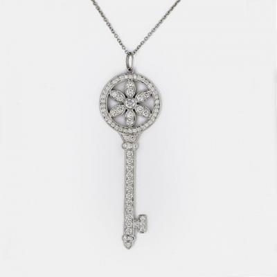  Tiffany Co TIFFANY CO DAISY PLATINUM DIAMOND KEY PENDANT