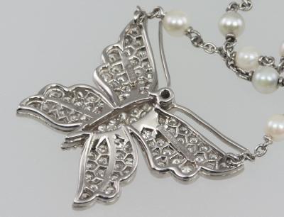 Tiffany Co TIFFANY CO DIAMOND BUTTERFLY AND PEARL PLATINUM NECKLACE