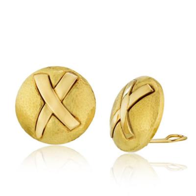  Tiffany Co TIFFANY CO PALOMA PICASSO 18K YELLOW GOLD X MOTIF CLIP ON EARRINGS