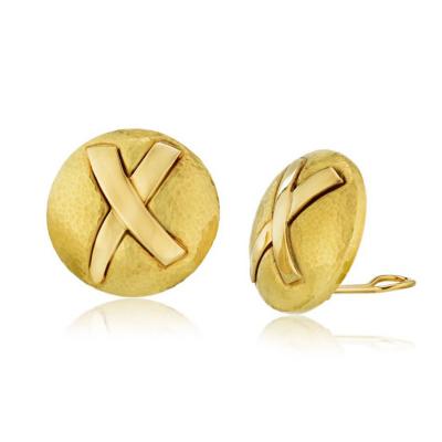  Tiffany Co TIFFANY CO PALOMA PICASSO 18K YELLOW GOLD X MOTIF CLIP ON EARRINGS