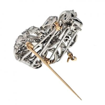  Tiffany Co TIFFANY CO PLATINUM 7 20CTTW DIAMOND DOUBLE CLIP BROOCH