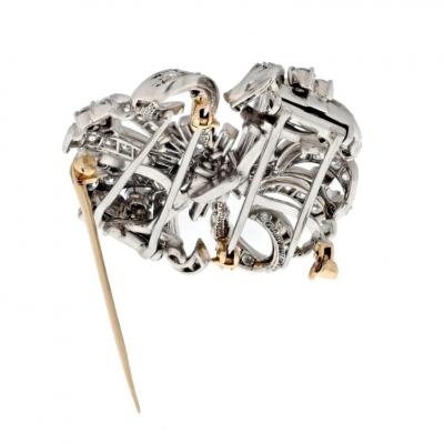  Tiffany Co TIFFANY CO PLATINUM 7 20CTTW DIAMOND DOUBLE CLIP BROOCH
