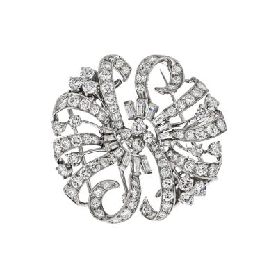  Tiffany Co TIFFANY CO PLATINUM 7 20CTTW DIAMOND DOUBLE CLIP BROOCH