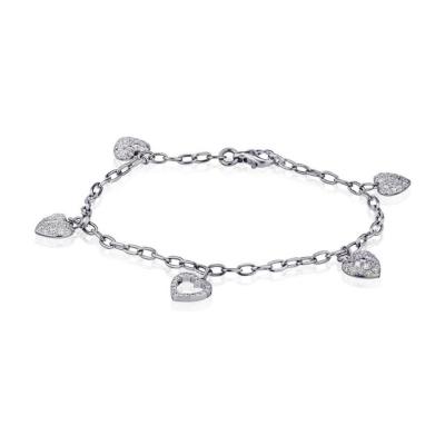  Tiffany Co TIFFANY CO PLATINUM DIAMOND HEART CHAIN CHARM BRACELET