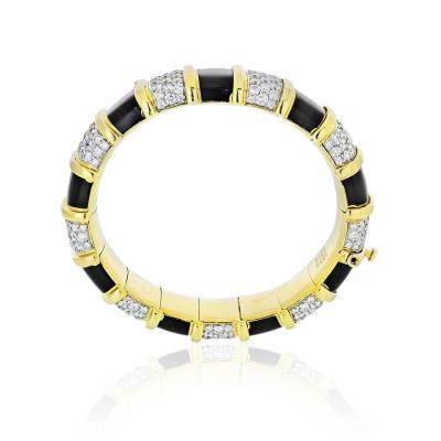 Tiffany Co TIFFANY CO SCHLUMBERGER 18K YELLOW GOLD BLACK ENAMEL DIAMOND BRACELET