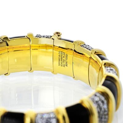  Tiffany Co TIFFANY CO SCHLUMBERGER 18K YELLOW GOLD BLACK ENAMEL DIAMOND BRACELET