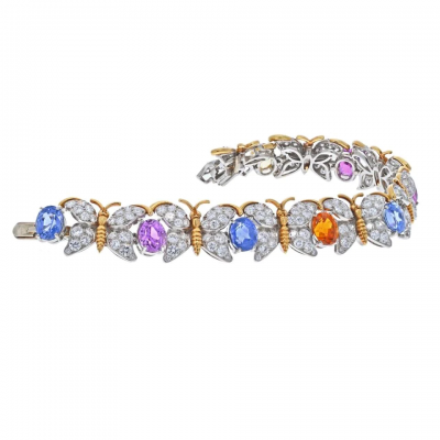 Tiffany Co TIFFANY CO SCHLUMBERGER PLATINUM 18K YELLOW GOLD BUTTERFLY MOTIF BRACELET