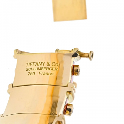  Tiffany Co TIFFANY CO SCHLUMBERGER PLATINUM 18K YELLOW GOLD RED ENAMEL