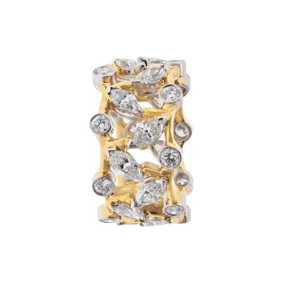  Tiffany Co TIFFANY CO SCHLUMBERGER PLATINUM 18K YELLOW GOLD VIGNE DIAMOND RING